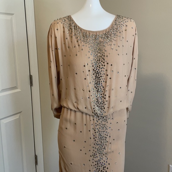 HAUTE HIPPIE Nude SILK sequin studded embellished dress ⭐️HOST PICK⭐️ small NWOT - Picture 8 of 14